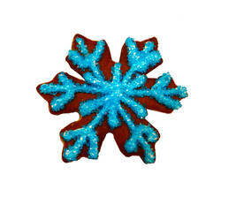 Gingerbread snowflake with decorative icing