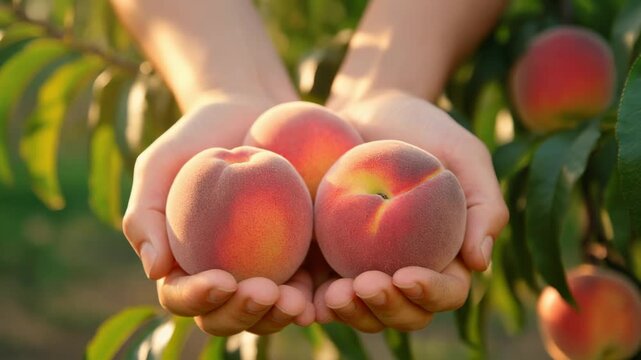 Freshly Picked Peaches - A Harvest of Summers Sweetness.