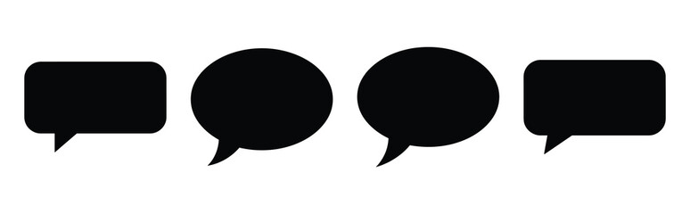 Set of vector chat bubble empty  icon in silhouettes. Vector illustration icon set