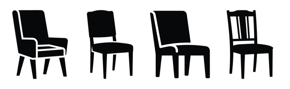 Set of vector chair  icon in silhouettes. Vector illustration icon set