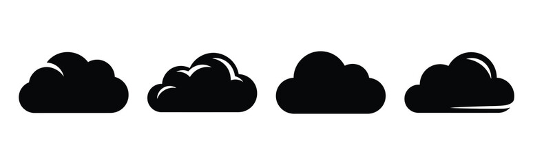 Set of vector download cloud  icon in silhouettes. Vector illustration icon set