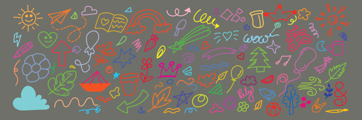 Colorful abstract pattern, Vibrant doodle art panel, Multicolor sketch design