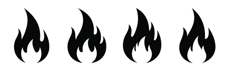 Set of vector flame  icon in silhouettes. Vector illustration icon set