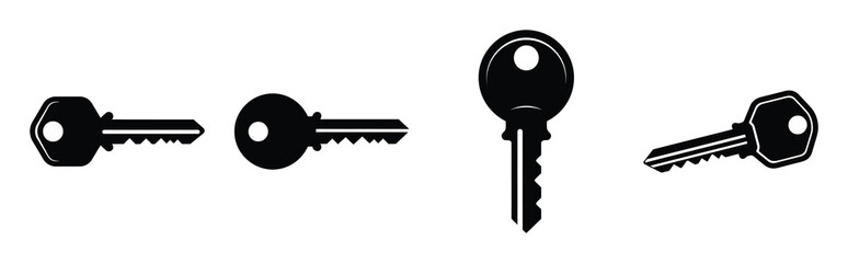 Set of vector house key  icon in silhouettes. Vector illustration icon set