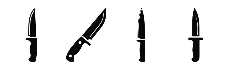 Set of vector knife  icon in silhouettes. Vector illustration icon set