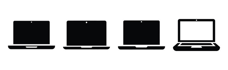Set of vector laptop  icon in silhouettes. Vector illustration icon set