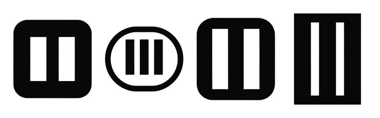 Set of vector pause button  icon in silhouettes. Vector illustration icon set