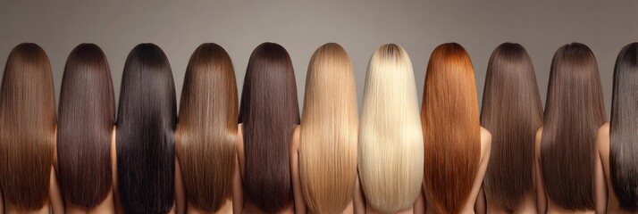 young pretty girls with different hair color