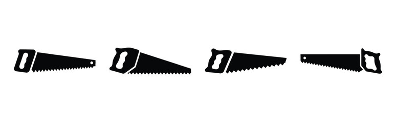 Set of vector saw  icon in silhouettes. Vector illustration icon set