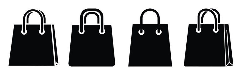 Set of vector shopping bag  icon in silhouettes. Vector illustration icon set