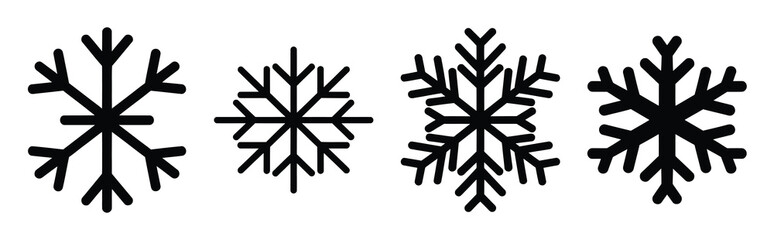 Set of vector snowflake  icon in silhouettes. Vector illustration icon set