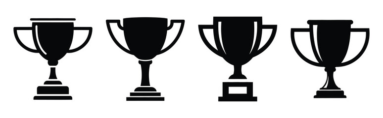 Set of vector trophy  icon in silhouettes. Vector illustration icon set