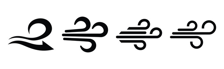 Set of vector wind  icon in silhouettes. Vector illustration icon set