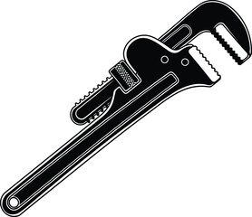 Vintage style pipe wrench illustration on white background for stock