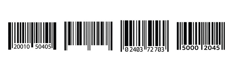 Set of vector barcode  icon in silhouettes. Vector illustration icon set