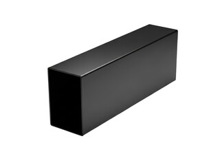 Simple black rectangular prism object shown at an angle against a pure transparent background, perfect for product mockup or graphic design element isolation