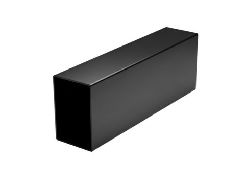 Simple black rectangular prism object shown at an angle against a pure transparent background, perfect for product mockup or graphic design element isolation - Powered by Adobe
