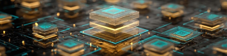 A futuristic building made of glass and metal with a blue