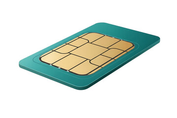 Closeup simcard design with gold and blue colors isolated on background