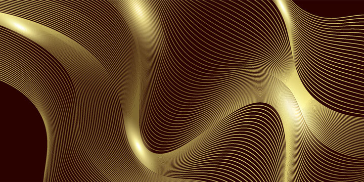 Luxury red background with golden wave lines elegant and lighting effect sparkle. Award luxury design concept. Vector illustration