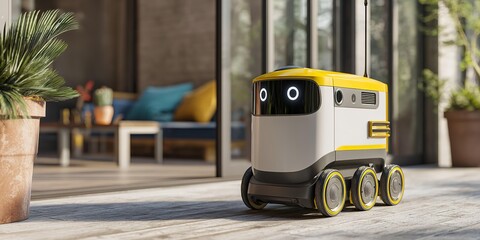 Robot working in the hotel.