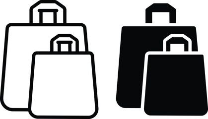 Multiple Retail Purchase Shopping Bags Different Sizes Store Icon Vector Silhouette and Pictogram..eps