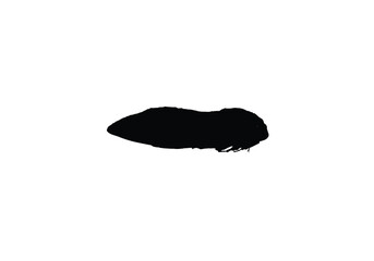 Fototapeta premium A black ink blotch, resembling a tadpole or a stylized organic shape, against a white background.