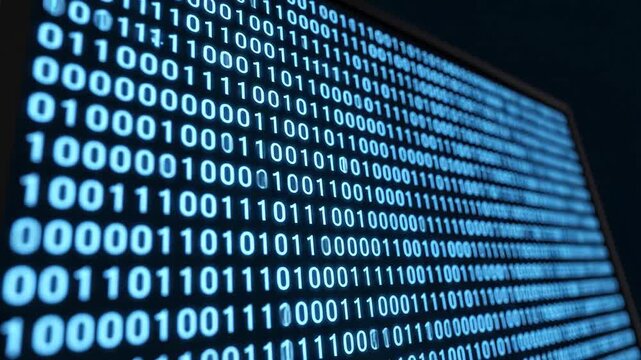 Dynamic digital binary code streams across the screen, perfect for tech, security, and innovation projects that need a modern feel