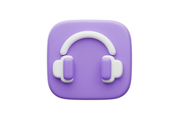 Headphones icon illustration in pastel purpleandwhite style isolated on transparent background