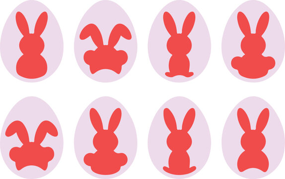 Bunny silhouette inside egg shape easter treat for spring celebration icon