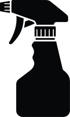 A simple black and white illustration of a spray bottle