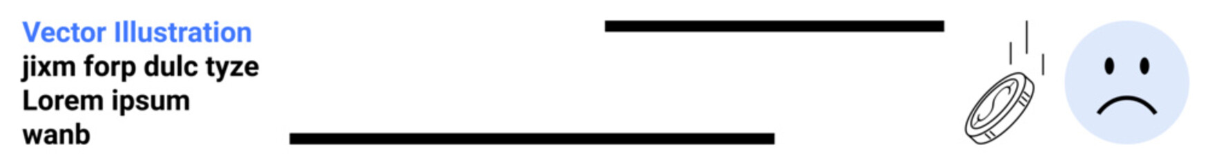 Fototapeta premium Financial loss, economic troubles, failure, risk management, money value, budgeting issues. A coin falling and a sad face hardships. Financial loss and economic troubles concepts