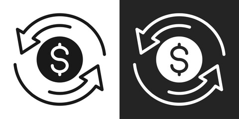 Rollover Icon In Black And White Glyph Style
