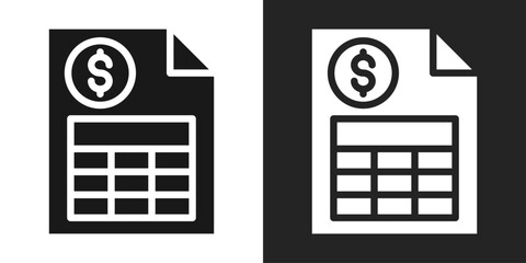 Account Statement Icon In Black And White Glyph Style