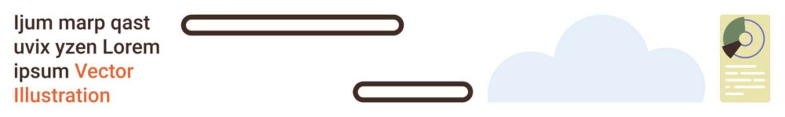 Digital marketing, modern communication, cloud computing, data storage, creativity, abstract concepts. Minimalistic cloud graphic with floating text and geometric shapes. Cloud computing and digital