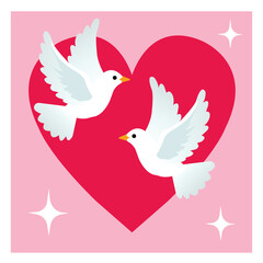 romantic Valentine's Day cards featuring hearts and doves
