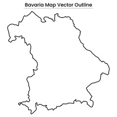 Bavaria Map Vector Outline Editable State Silhouette with Regions