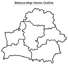 Belarus Map Vector Outline Editable Country Silhouette with Regions