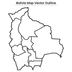 Bolivia Map Vector Outline Editable Country Silhouette with Department Borders