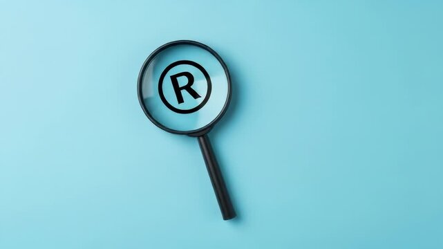 Magnifying Glass Over Registered Trademark Symbol, Trademark Protection Concept