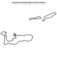 Cayman Islands Map Vector Outline Editable Country Silhouette with Island Borders