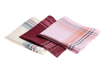Different handkerchiefs isolated on white. Stylish accessory