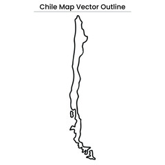 Chile Map Vector Outline Editable Country Silhouette with Region Borders
