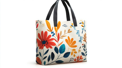 Decorative tote bag isolated on white