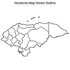 Honduras Map Vector Outline Editable Country Silhouette with Departments