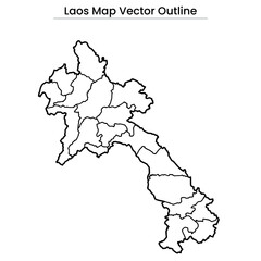 Laos Map Vector Outline Editable Country Silhouette with Provinces