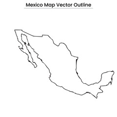Mexico Map Vector Outline Editable Country Border State Division Minimal Line Art