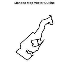 Monaco Map Vector Outline Editable Country Border Minimal Line Art