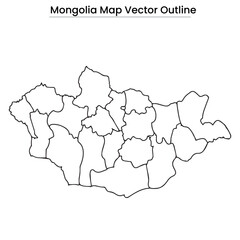 Mongolia Map Vector Outline Editable Country Map, Mongolia Outline Map, Asia Vector