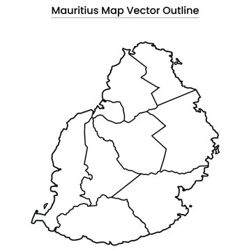 Mauritius Map Vector Outline  Editable Country Border, Island Shape, Minimal Line Art